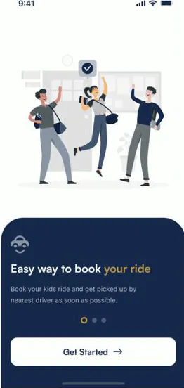 SchoolRyde iOS app screenshot, school transport with real-time tracking